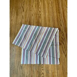 VTG 80s 90s Soft cotton Thin Fabric JG Hook Striped Multicolored 2.5 Yards Tan
